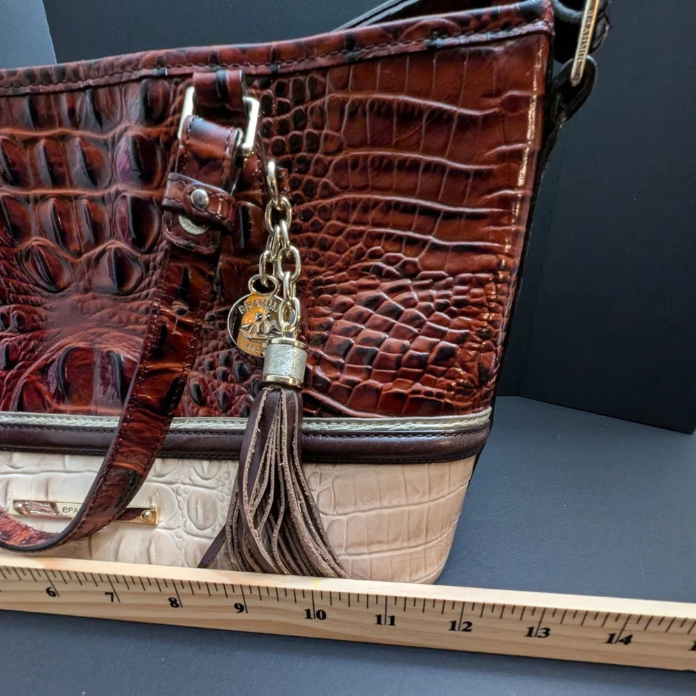 Brahmin Mini Asher Eastwood Croc-Embossed Leather satchel. - Picture 15 of 16